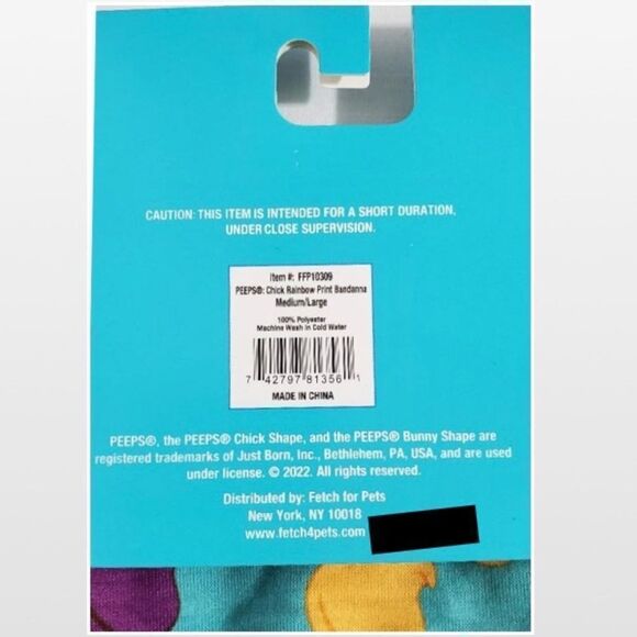 New Peeps Bandana Pet Dog Medium Large Blue Rainbow Easter Chicks NWT - Picture 9 of 13